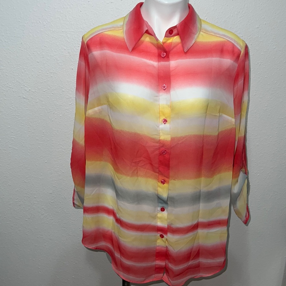 Alyx Woman Sheer Button Down Top Sz 1x
